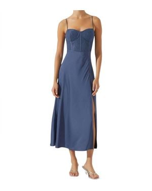 Astr Lace Bustier Midi Dress - Blue