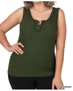42Pops Ribbed Fitted Tank Top - Green
