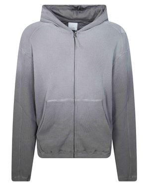 ROA Bee Sun Faded Organic Waffle Zip-Up Hoodie - Gray