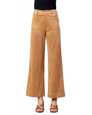 Skies Are Blue Faux Suede Wide Leg Pants - Brown
