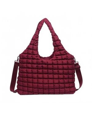 Sol And Selene Elevate Quilted Puffer Nylon Hobo Bag - Red