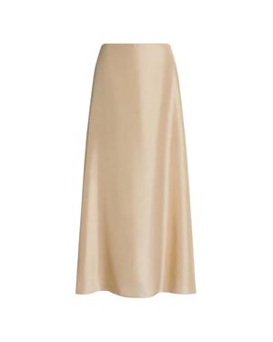 Alberta Ferretti Flowing Silhouette A-Line Midi Skirt - Natural
