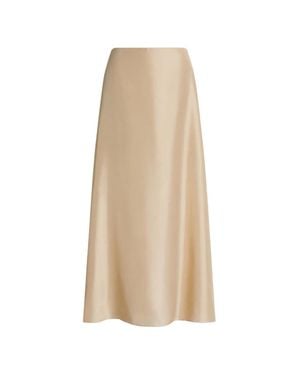 Alberta Ferretti Flowing Silhouette A-Line Midi Skirt - Natural