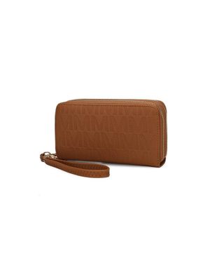 Fashnzfab Mkf Lisbette Embossed M Signature Wallet By Mia K - Brown