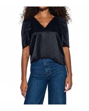 Nation Ltd Lena Textured Satin Top - Blue