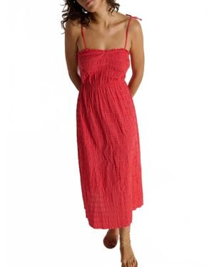 Nation Ltd Madeline Tie Midi Dress - Red