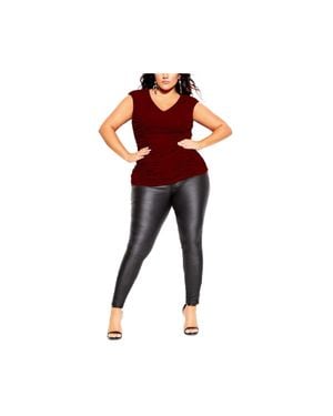 City Chic Trendy Plus Size Ruched Top Size 14W - Red