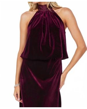 Bishop + Young Luxe Velvet Bubble Hem Halter Top - Red