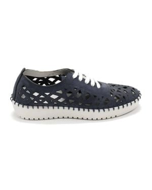 Eric Michael Dolores Laser-Cut Leather Casual Sneaker - Blue