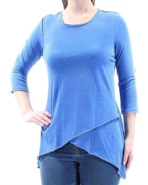 Calvin Klein Asymmetrical Hem Heathered Top - Blue