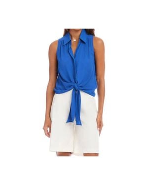 Karen Kane Sleeveless Tie-Front Top - Blue