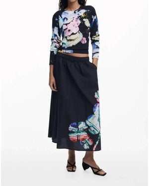 Desigual Fal Ella Lacroix Midi Skirt - Blue