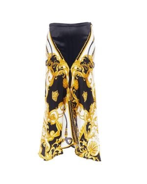 Versace Rodeo Barocco Silk Viscose Bias Cut Skirt - Yellow