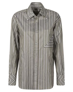 Victoria Beckham Pocket Detail Vertical Stripe Shirt - Gray