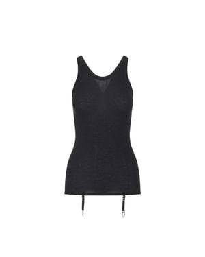 Lemaire Seamless With Suspenders Wool Top - Black