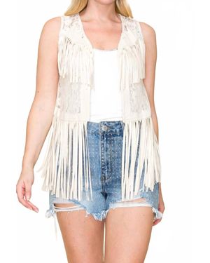 Vocal Apparel Western Lace/Fringe Vest - Blue