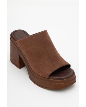 Forever & Always Shoes Nola Leather Platform Mules - Natural