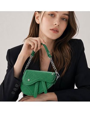 Fashnzfab Faux Leather Mini Saddle Shoulder Crossbody Bag - Green