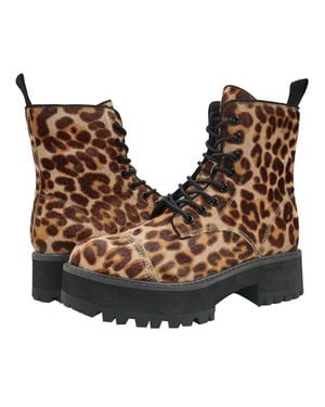 FARYL by Farylrobin Cammy Leopard Print Faux Leather Boots Jobb1080 - Brown