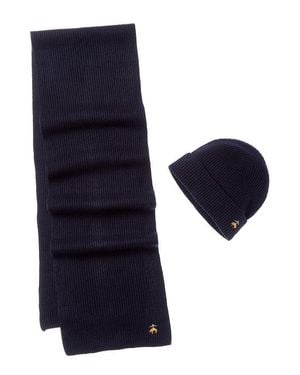 Brooks Brothers 2Pc Wool & Cashmere-Blend Hat & Scarf Set - Blue