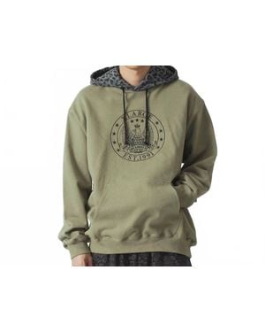 X-Large Pattern Blocked Hooded Sweatshirt - Green