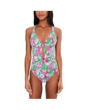 Lilly Pulitzer Ester Swimsuit Lil Chicken Check One Piece Gbo3851 - Multicolor