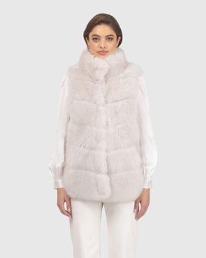 Gorski Reversible Merinillo Shearling Lamb Vest - Blue