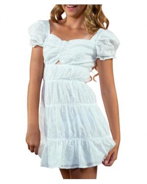 Miss Behave Girls Raquel Ruched Keyhole Dress - Blue