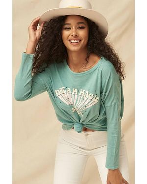 TRUEDAMES A Mineral Washed Knit Top - Green