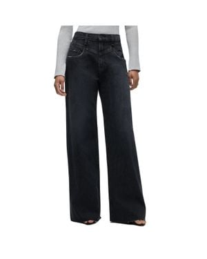 Hudson Jeans Jodie Seamed Front Yoke Wide Leg Jean - Black
