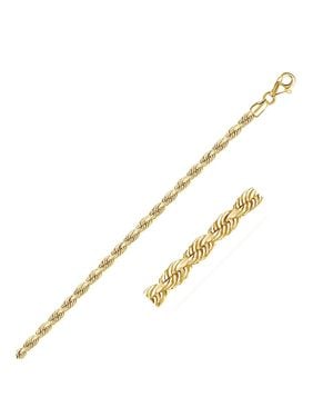 Yellow Gold 10K Solid Diamond Cut Rope Bracelet (3.00 Mm) - Metallic