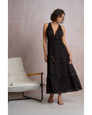 Elan Caicos Midi Dress With Crochet Detail - Black