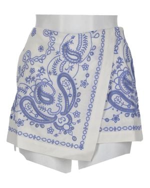 Self-Portrait Paisley Floral Overlapping Shorts - Blue