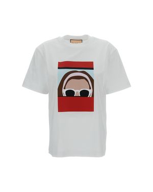 Plan C Relaxed Fit Cotton T-Shirt With Bold Graphic Print - White