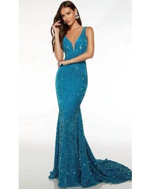 Alyce Paris Open Back Sheath Evening Dress - Blue