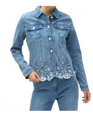 Joseph Ribkoff Denim Embroidered Jacket - Blue