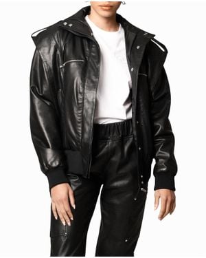 Nicole Miller Leather Space Jacket - Black