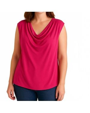 FRANK LYMAN Cowl Neck Knit Top - Red