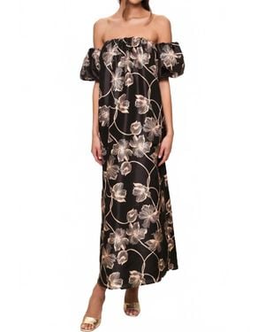 Hutch Iris Off-The-Shoulder Floral Maxi Dress - Black