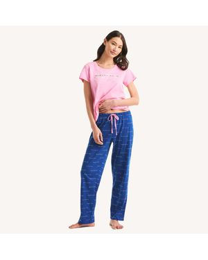 Nautica Printed Pajama Pant Set - Blue