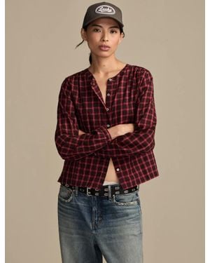 Lucky Brand Long Sleeve Check Blouse - Pink
