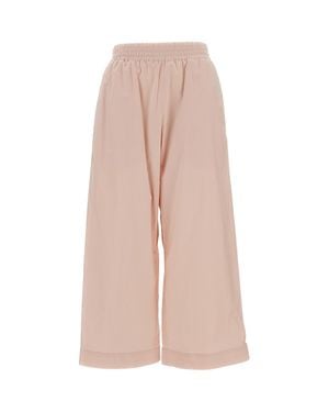 Plan C Wide Cotton Pants With Adjustable Snap Hem - Pink