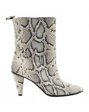 Longchamp Python Print Leather Ankle Boots - Gray