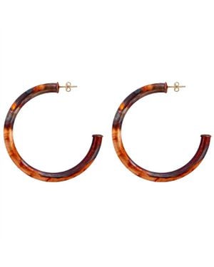 Sheila Fajl Arlene Burnished Large Hoops Earrings - Brown