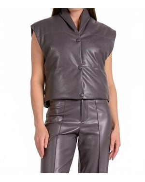 Elan Faux Leather Vest - Gray
