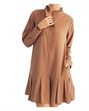 Jodifil Returning Home Pleated Dress - Brown