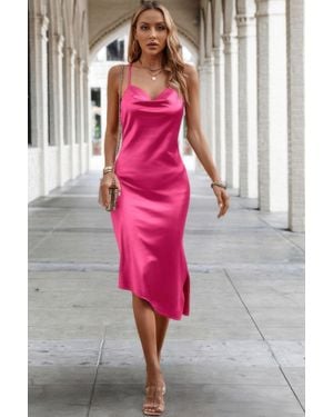 TRUEDAMES Solid Tie Sleeveless Backless Cami Fit Dress - Pink