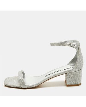 Stuart Weitzman Glitter Nearlynude Sandals - White