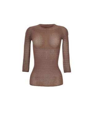 Wolford Daisy Net Top Long Sleeves - Brown