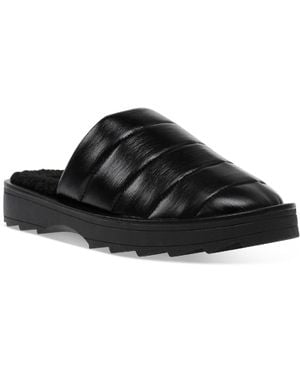 Steve Madden Chex Quilted Faux Fur Lined Slide Slippers - Black